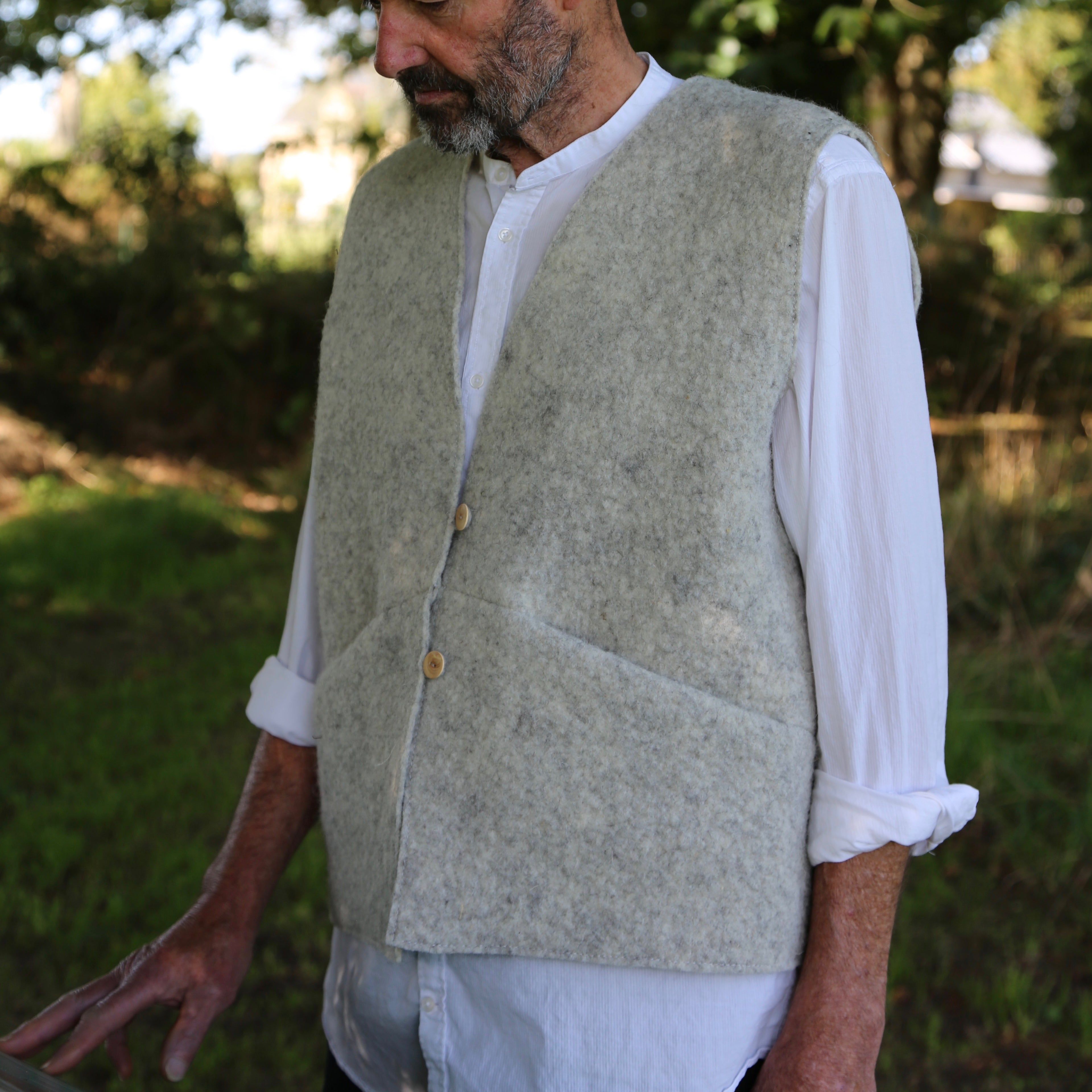 Gilet de berger Michel /modèle homme / coloris gris clair