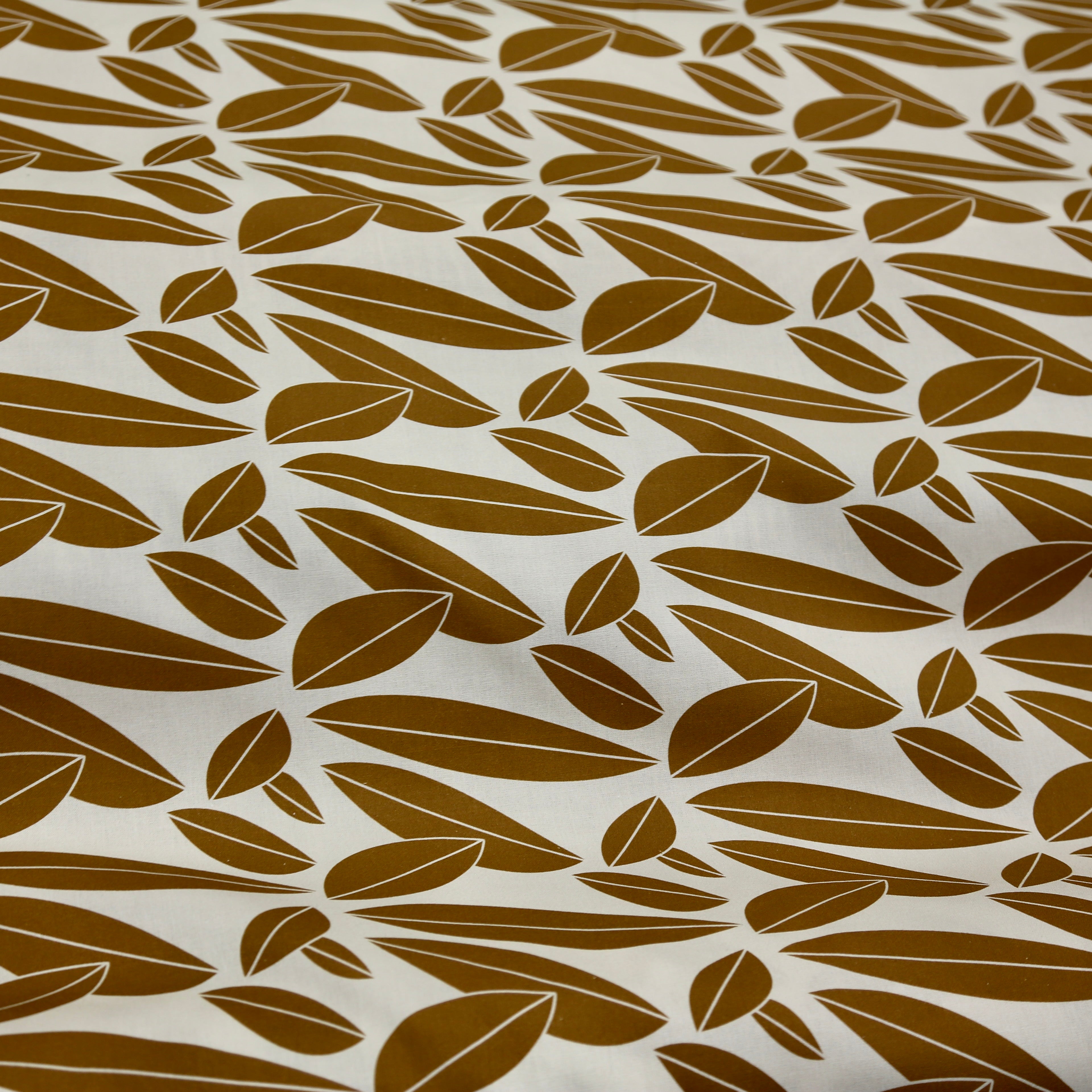Tissu Cretonne, Feuilles camel