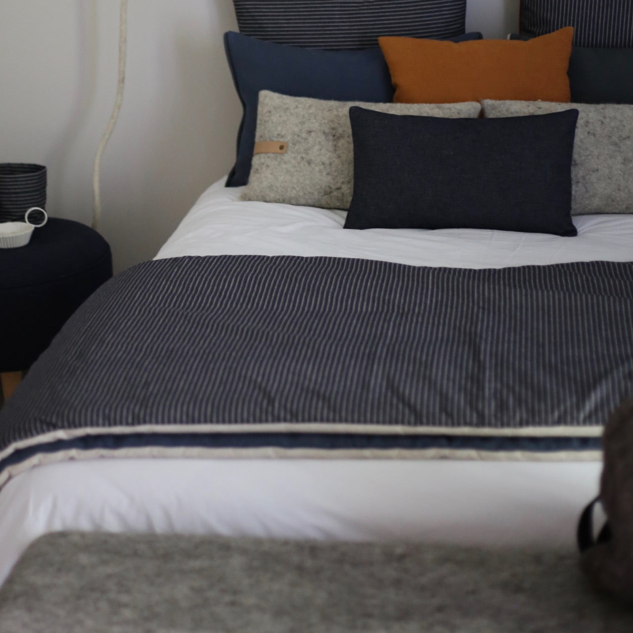 Courtepointe en jean, doublée métis de lin et coton