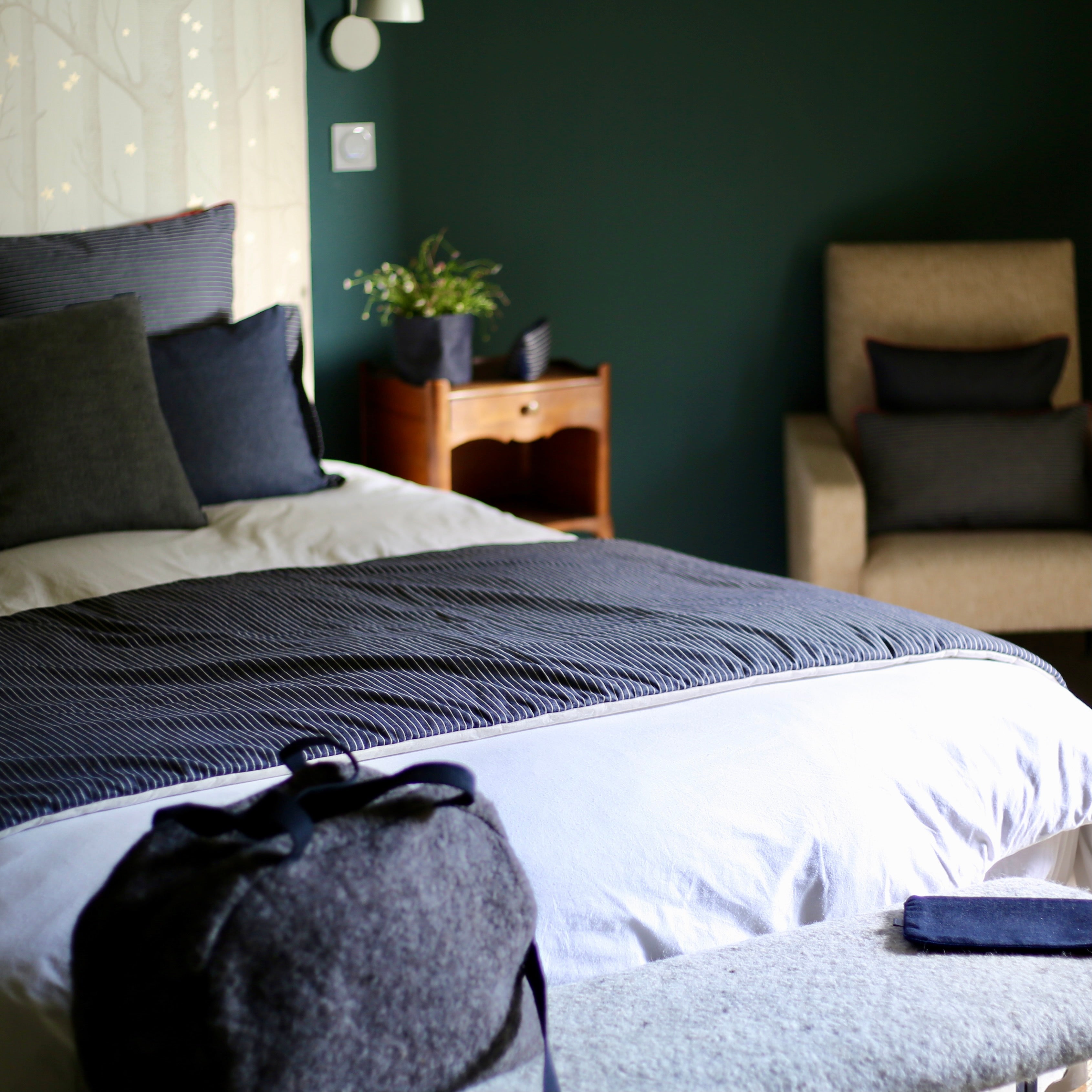 Courtepointe en jean, doublée métis de lin et coton