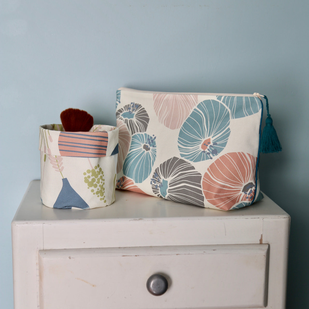 Grande trousse de toilette en coton imprimé