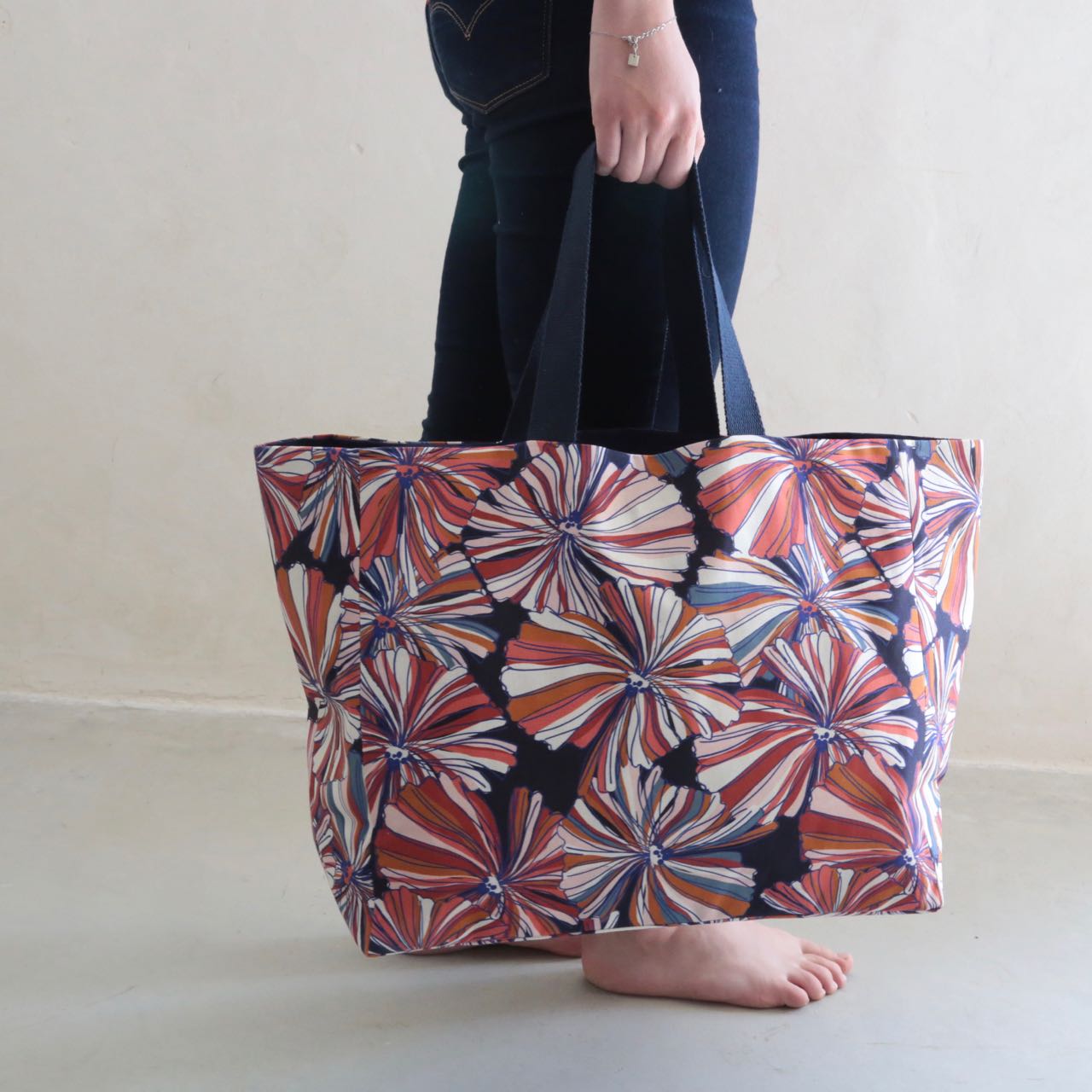 Sac cabas doublé en toile imprimée