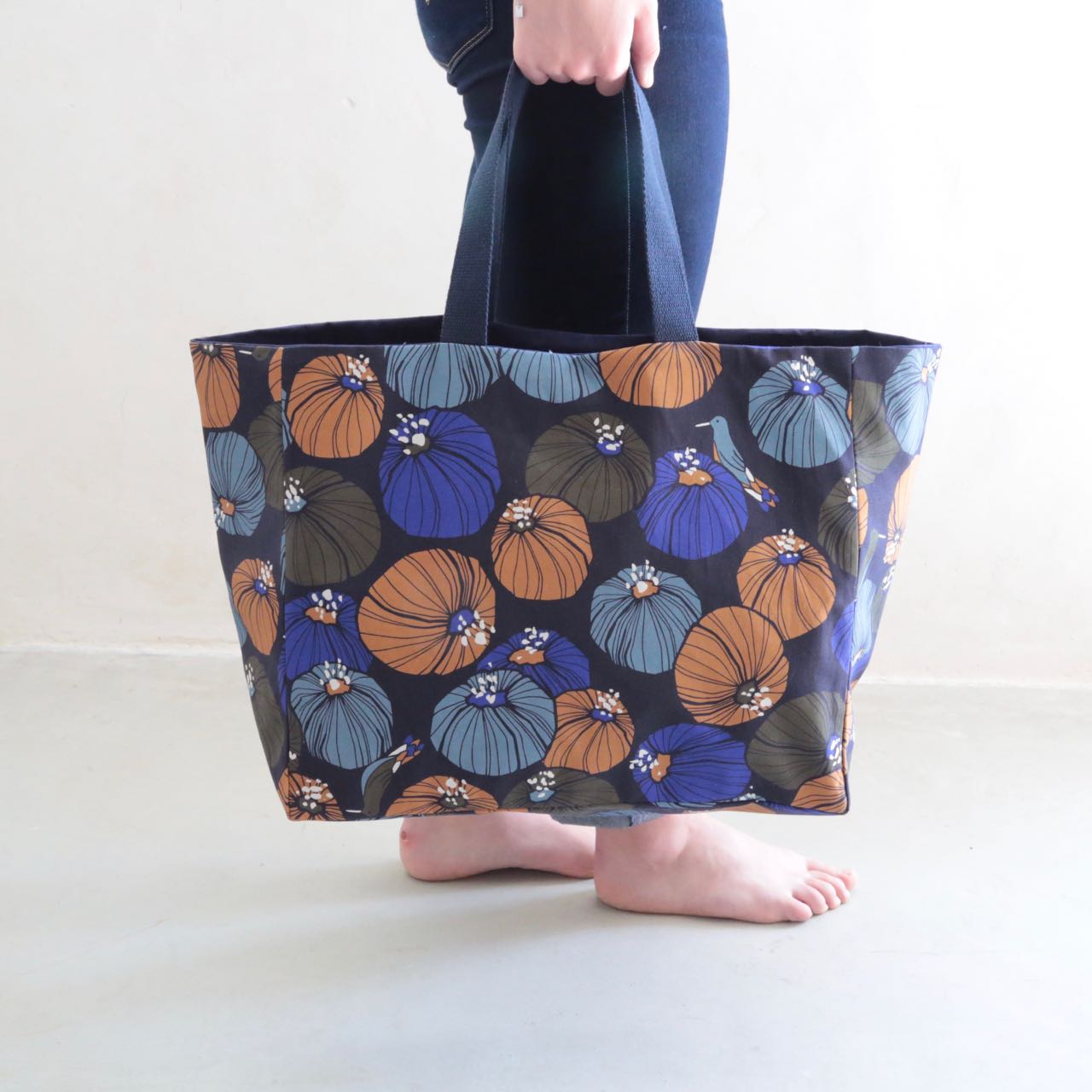 Sac cabas doublé en toile imprimée