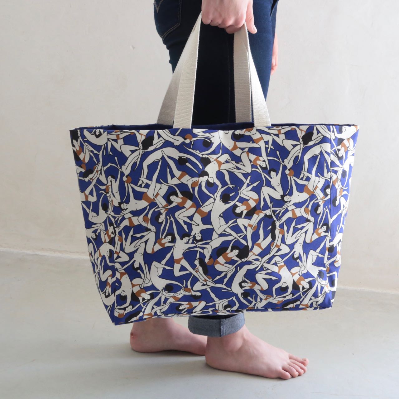 Sac cabas doublé en toile imprimée