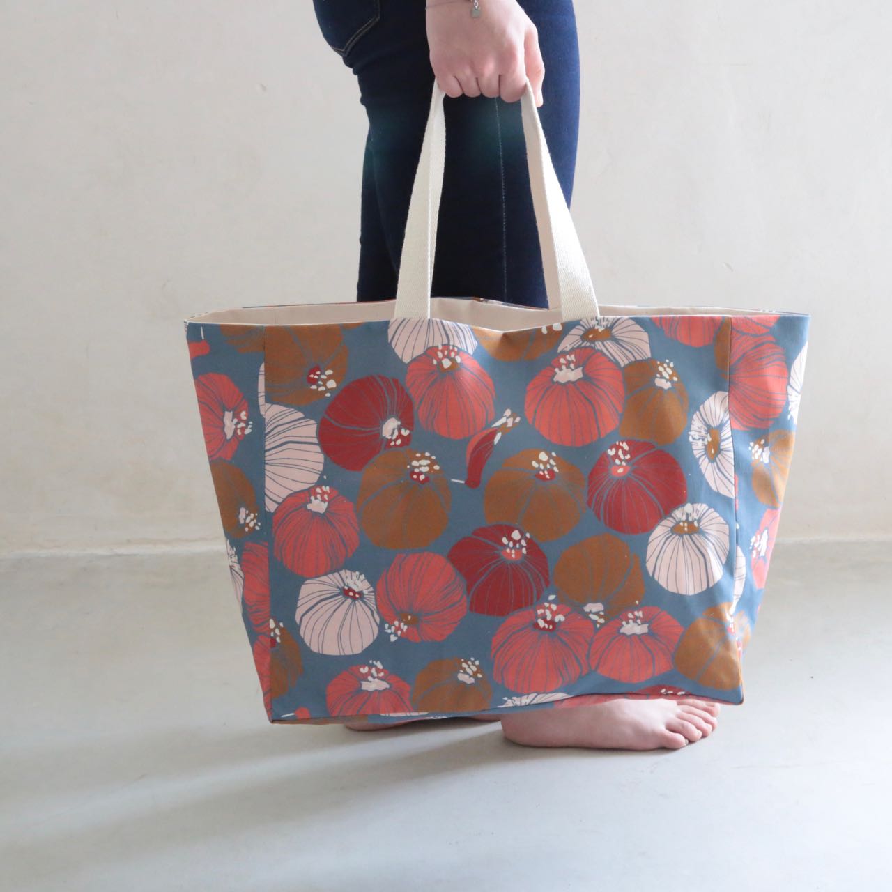 Sac cabas doublé en toile imprimée