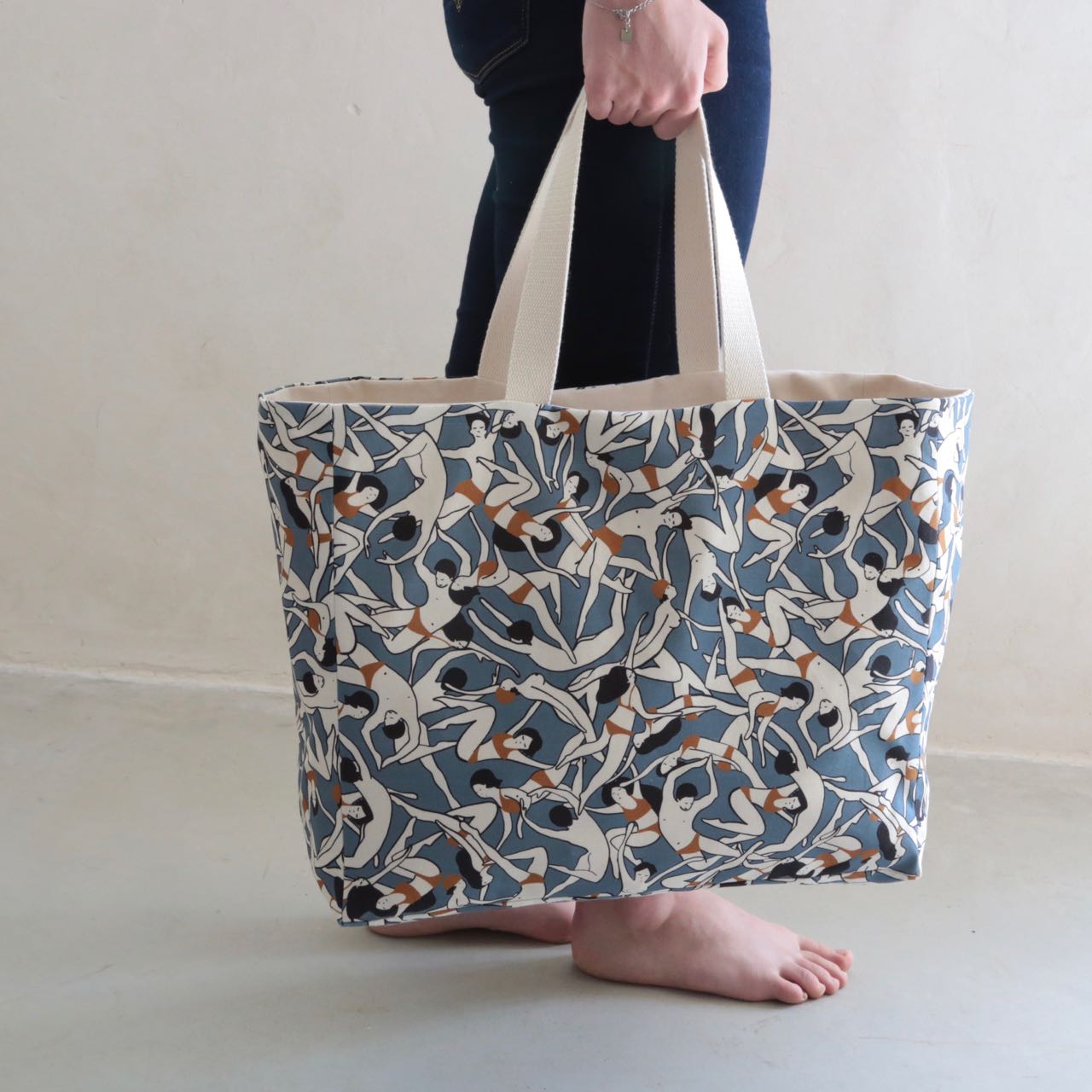 Sac cabas doublé en toile imprimée