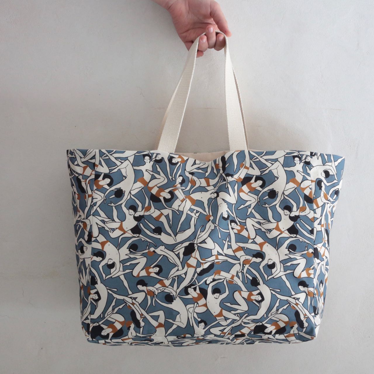 Sac cabas doublé en toile imprimée