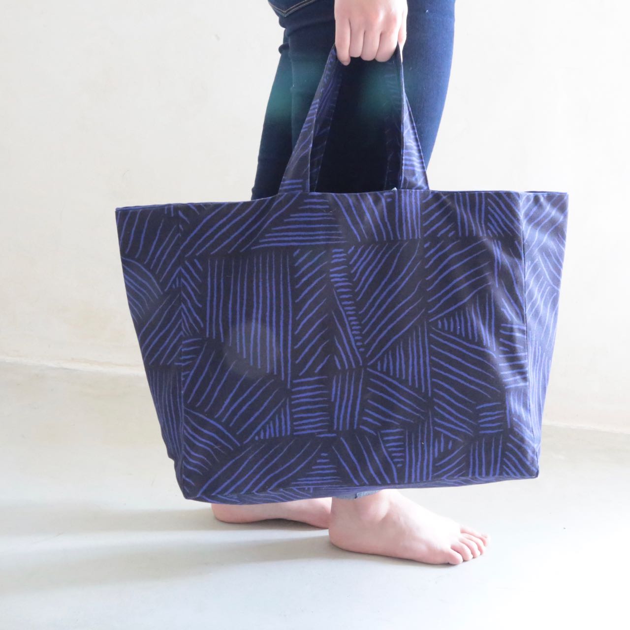 Sac cabas doublé en toile imprimée