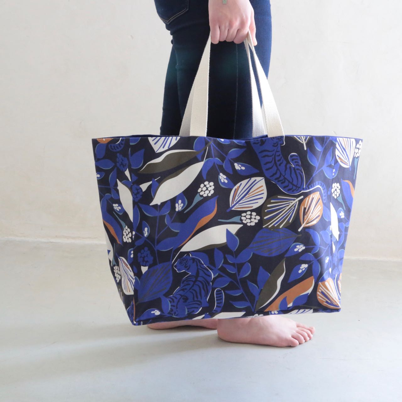 Sac cabas doublé en toile imprimée