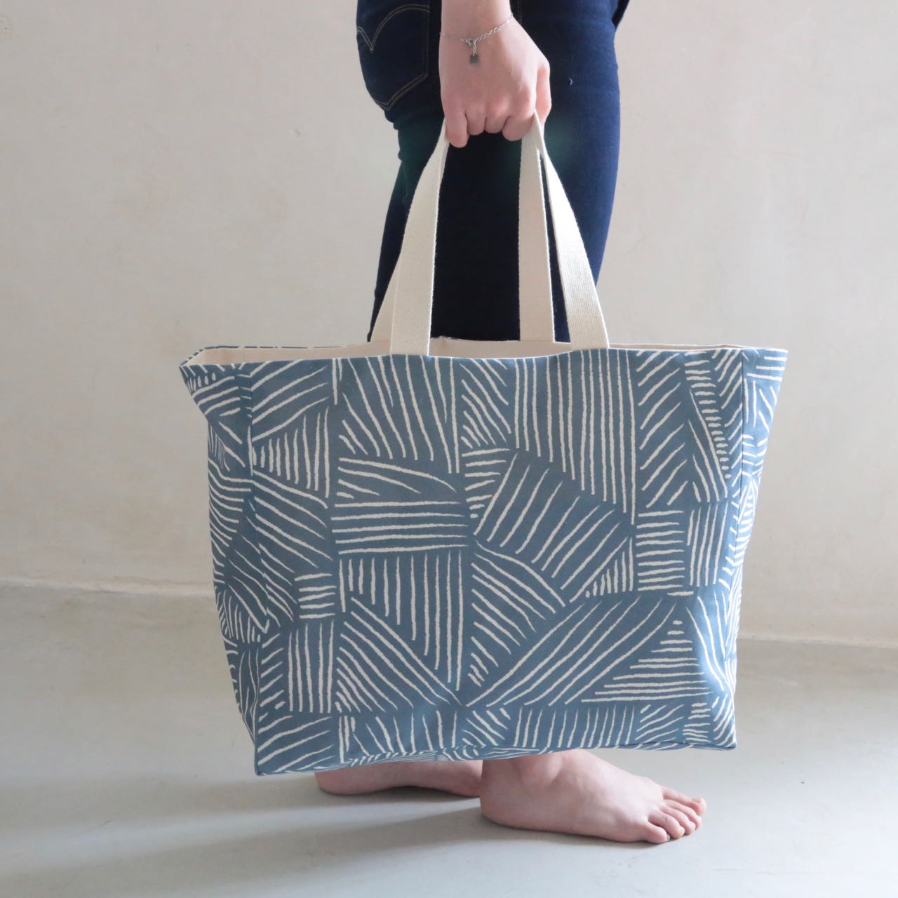 Sac cabas doublé en toile imprimée