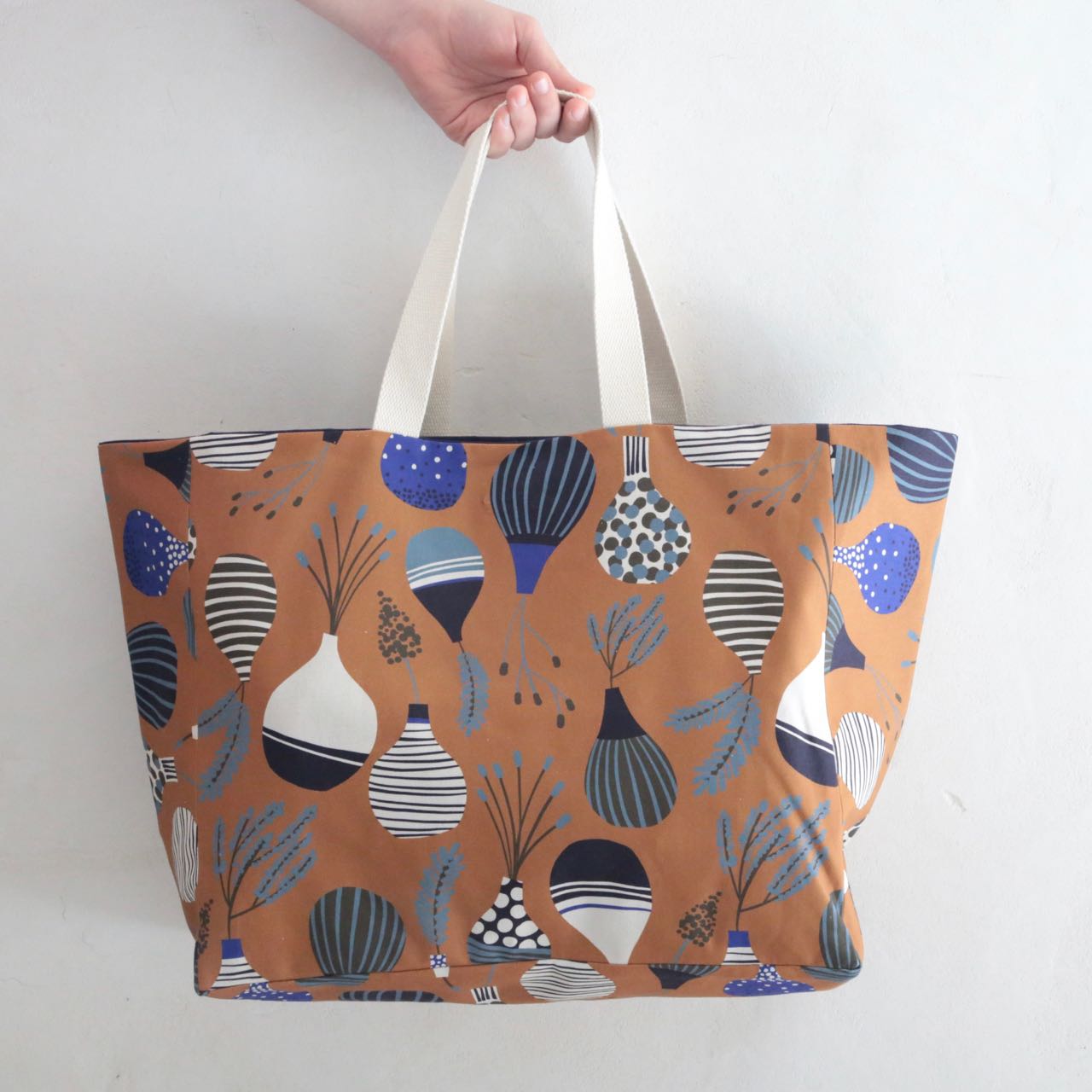 Sac cabas doublé en toile imprimée